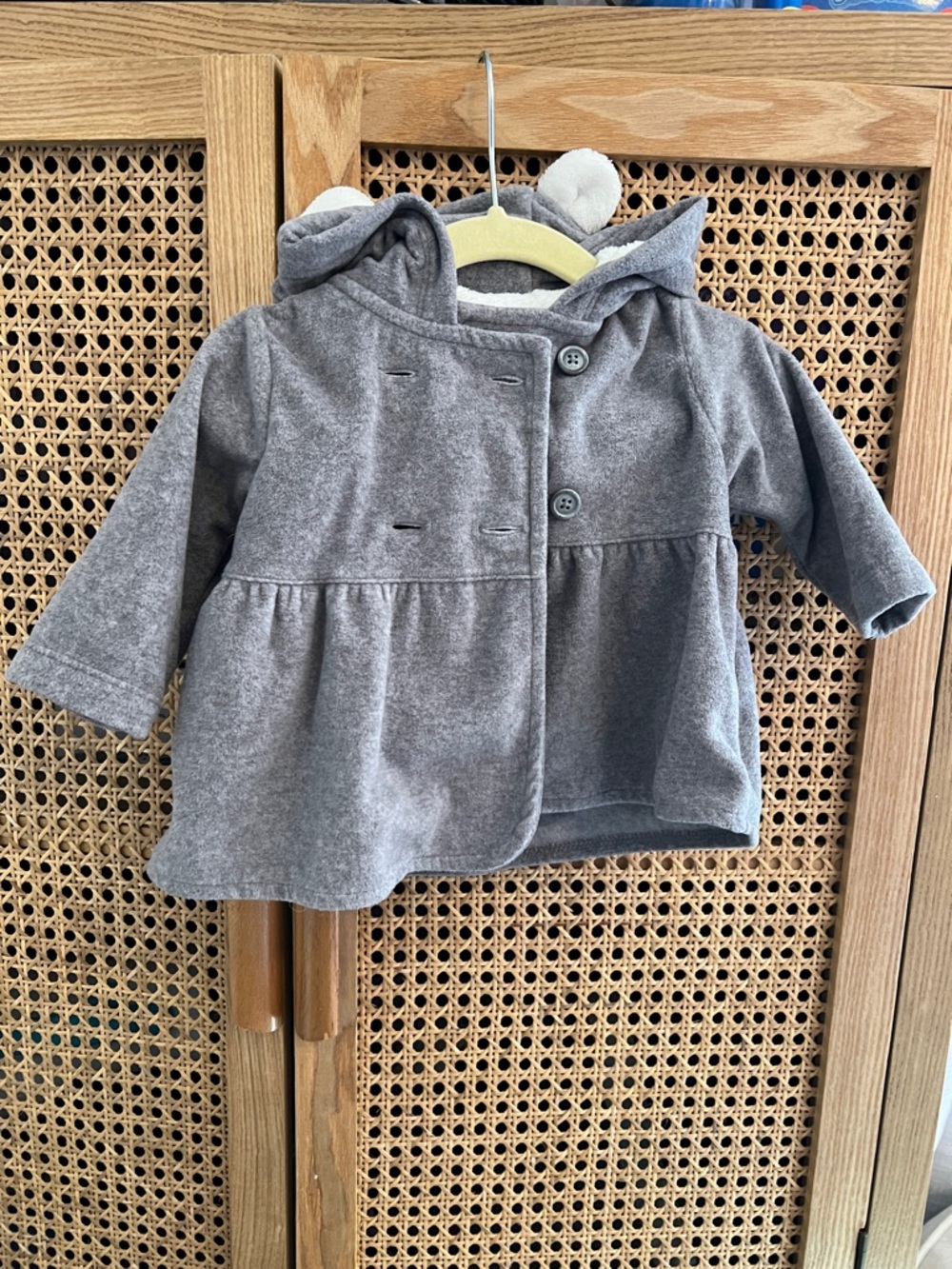 Carter's Gray Hooded Pea Coat with Ear Detail